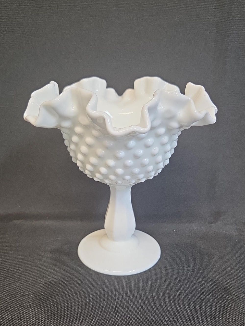 Fenton White Hobnail Pedestal Compote